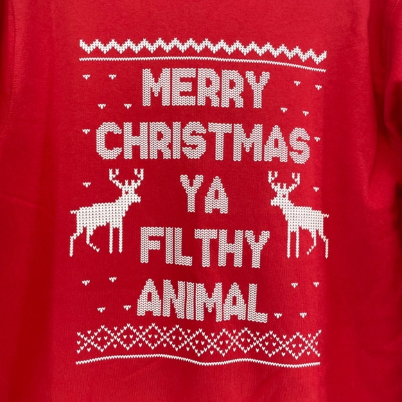 Merry Christmas Ya Filthy Animal Crewneck Sweater Freakin Tees Red Size Medium - Picture 12 of 12